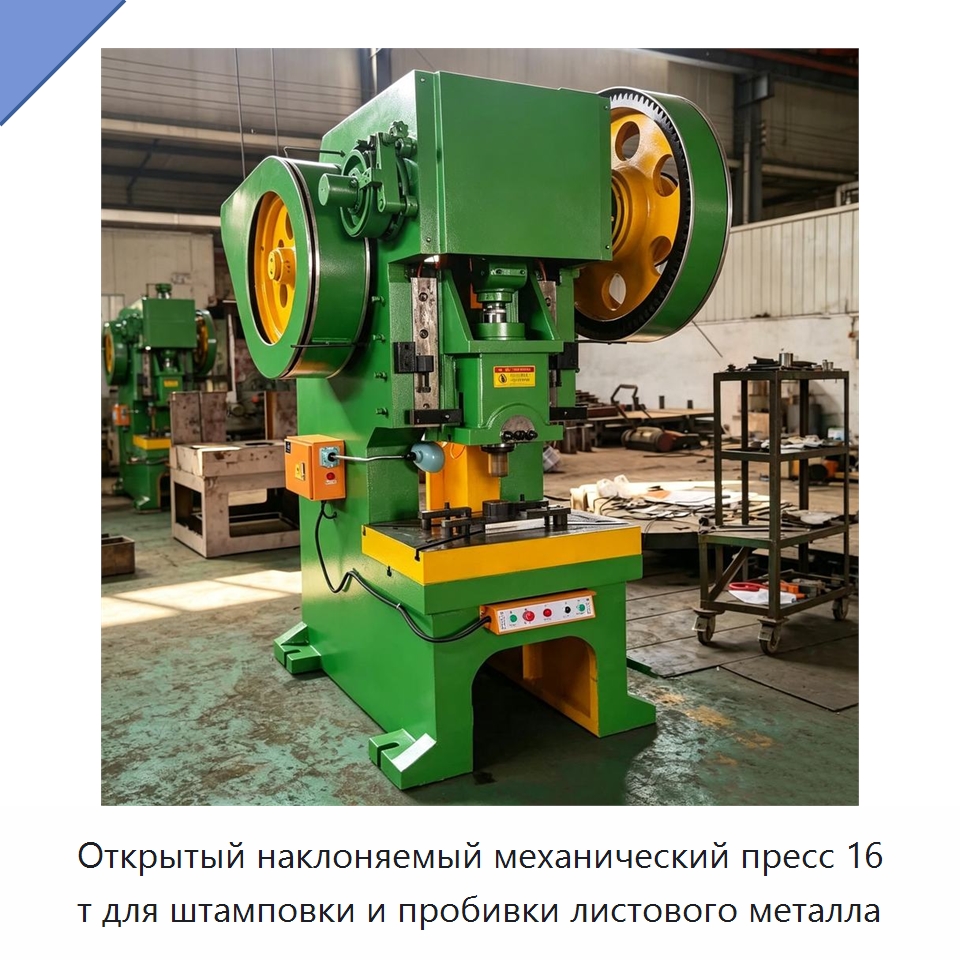 Открытый наклоняемый механический пресс 16 т для штамповки и пробивки листового металла — Пробивные станки