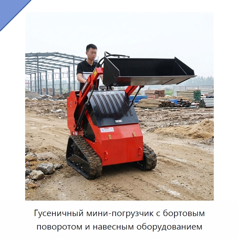 Гусеничный мини-погрузчик с бортовым поворотом и навесным оборудованием — Землеройная техника