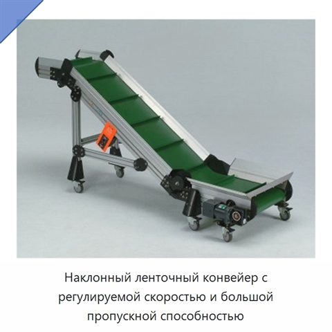 Наклонный ленточный конвейер с регулируемой скоростью и большой пропускной способностью