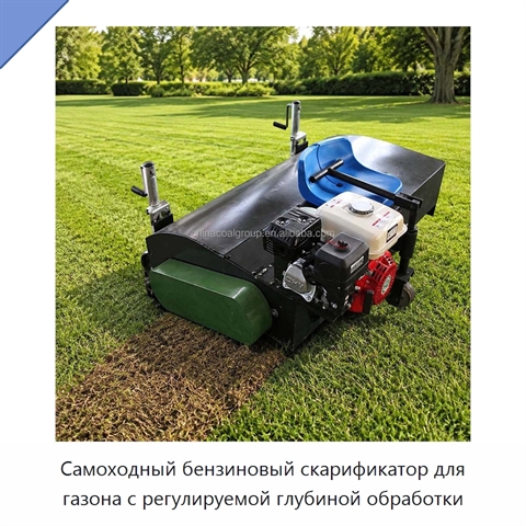 Самоходный бензиновый скарификатор для газона с регулируемой глубиной обработки