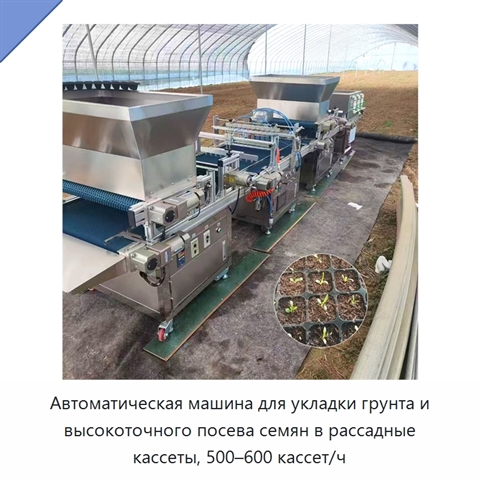 Автоматическая машина для укладки грунта и высокоточного посева семян в рассадные кассеты, 500–600 кассет/ч