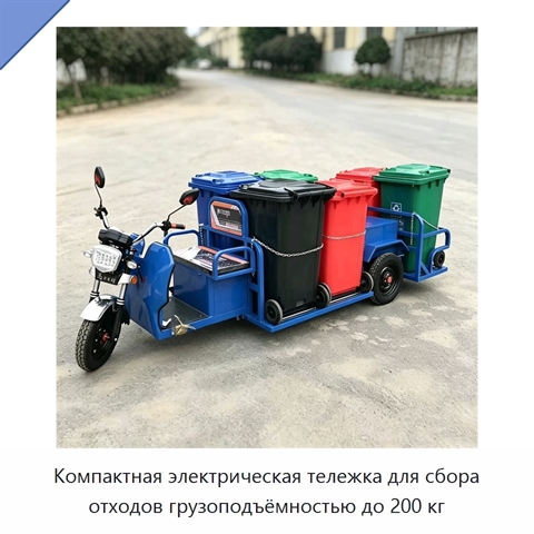 Компактная электрическая тележка для сбора отходов грузоподъёмностью до 200 кг