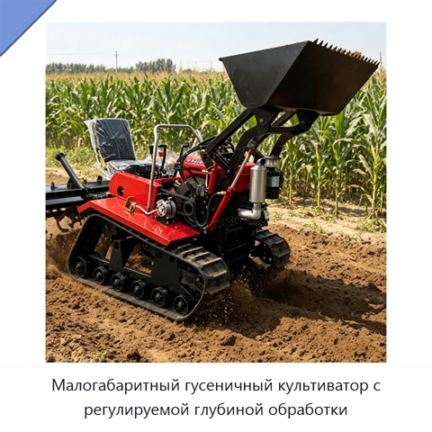 Малогабаритный гусеничный культиватор с регулируемой глубиной обработки