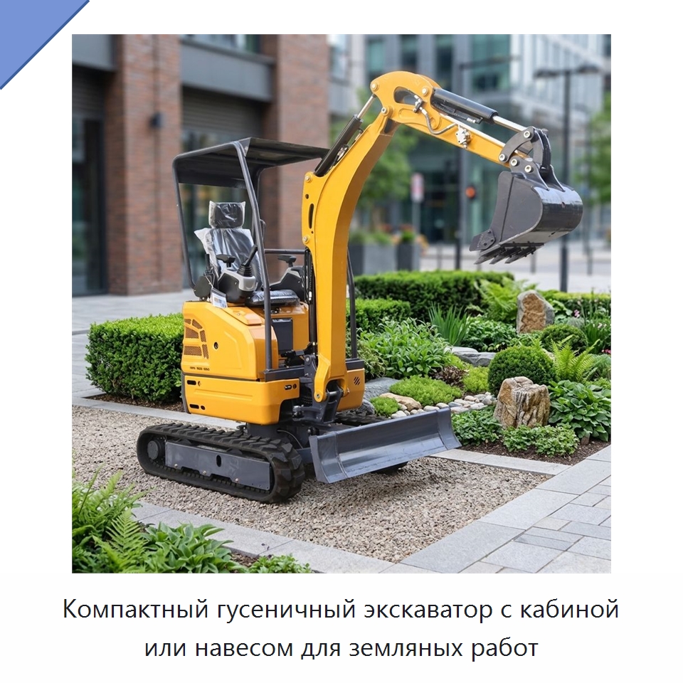 Компактный гусеничный экскаватор с кабиной или навесом для земляных работ — Землеройная техника