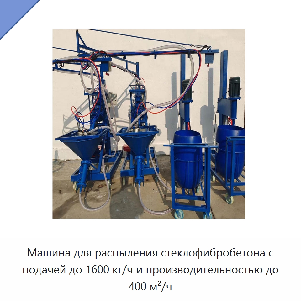 Машина для распыления стеклофибробетона с подачей до 1600 кг/ч и производительностью до 400 м²/ч — Специальная строительная техника