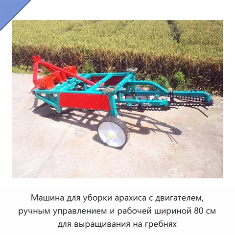 Машина для уборки арахиса с двигателем, ручным управлением и рабочей шириной 80 см для выращивания на гребнях