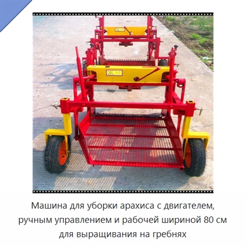 Машина для уборки арахиса с двигателем, ручным управлением и рабочей шириной 80 см для выращивания на гребнях