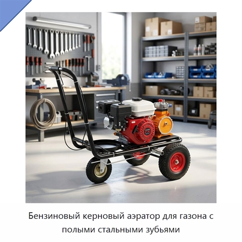 Бензиновый керновый аэратор для газона с полыми стальными зубьями