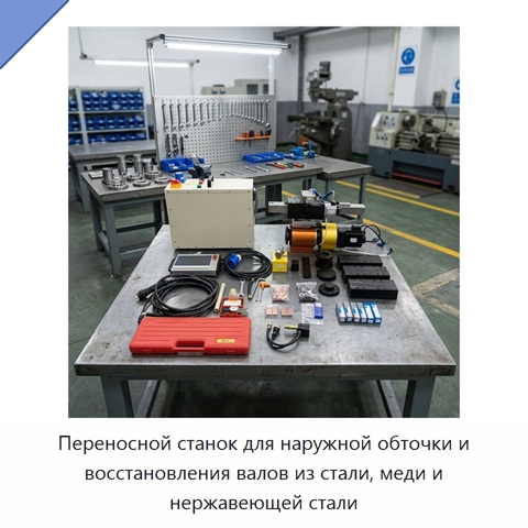 Переносной станок для наружной обточки и восстановления валов из стали, меди и нержавеющей стали