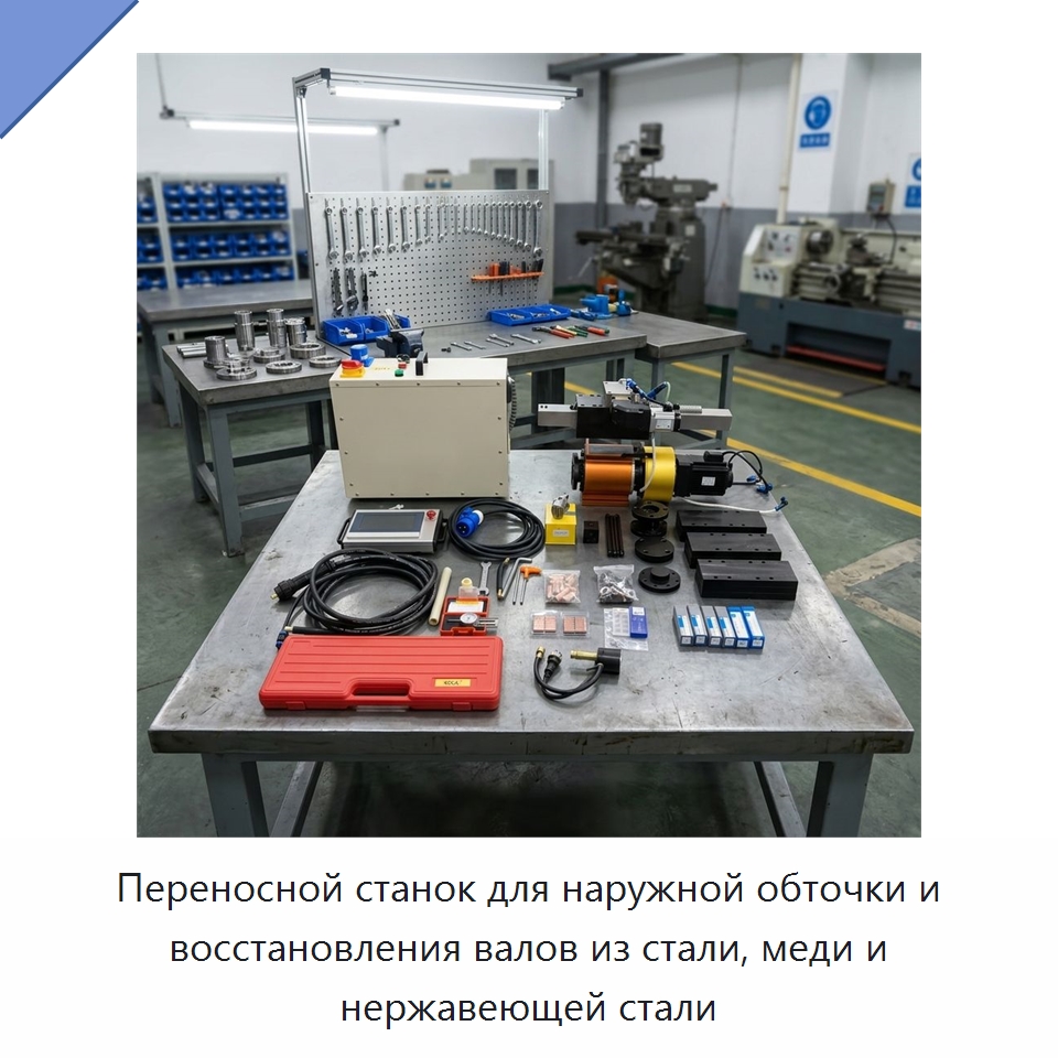 Переносной станок для наружной обточки и восстановления валов из стали, меди и нержавеющей стали — Специальная строительная техника