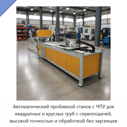 Автоматический пробивной станок с ЧПУ для квадратных и круглых труб с сервоподачей, высокой точностью и обработкой без заусенцев