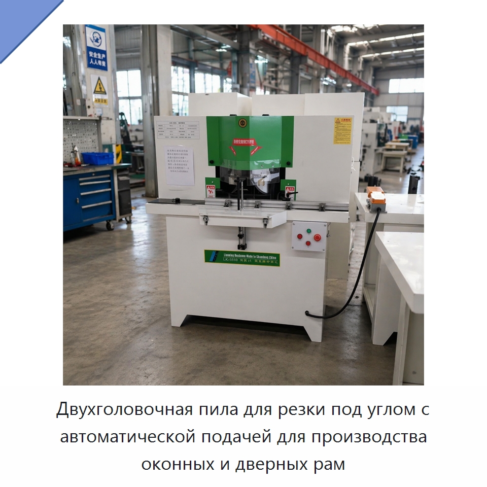 Двухголовочная пила для резки под углом с автоматической подачей для производства оконных и дверных рам — Оборудование для производства окон и дверей