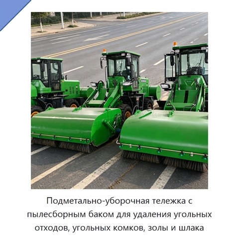 Подметально-уборочная тележка с пылесборным баком для удаления угольных отходов, угольных комков, золы и шлака