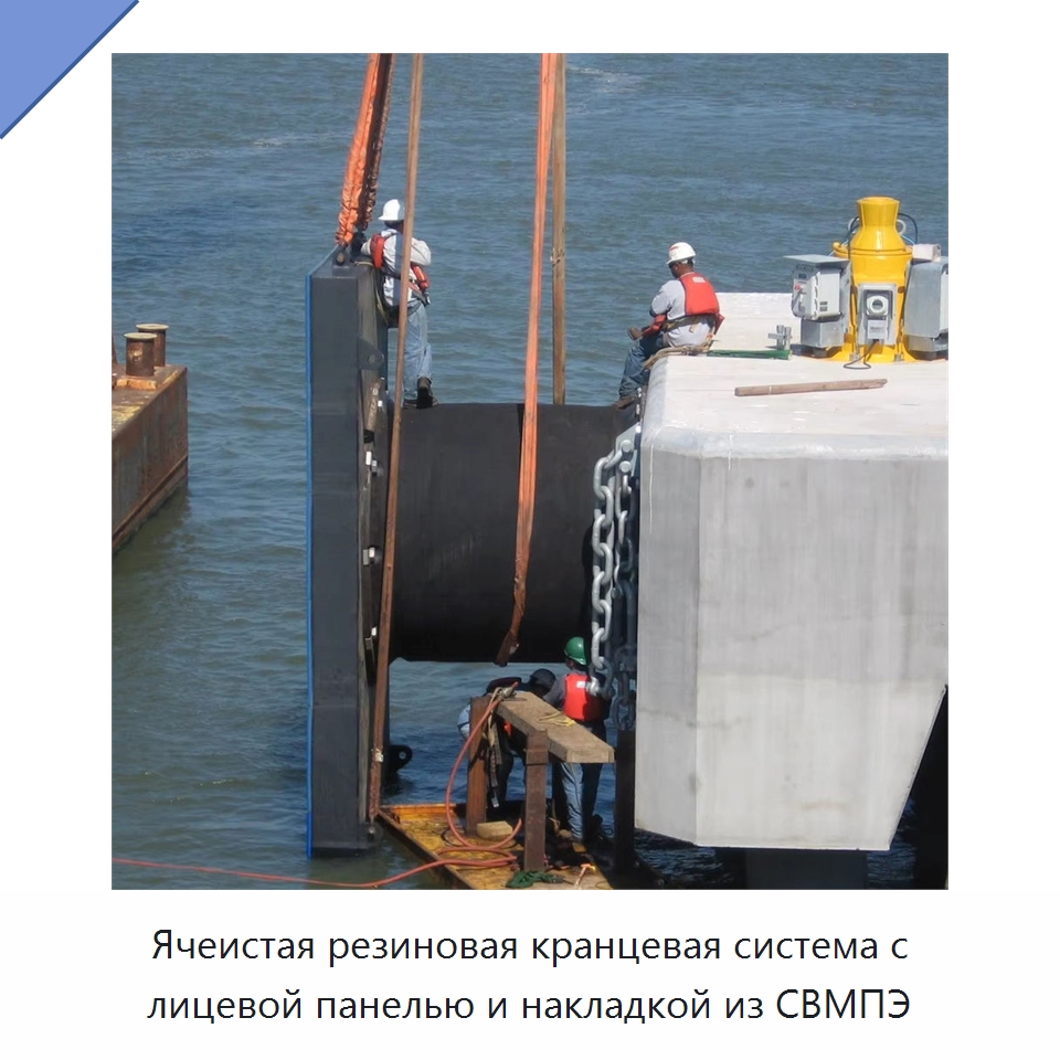 Ячеистая резиновая кранцевая система с лицевой панелью и накладкой из СВМПЭ — Плавучие причалы и буи