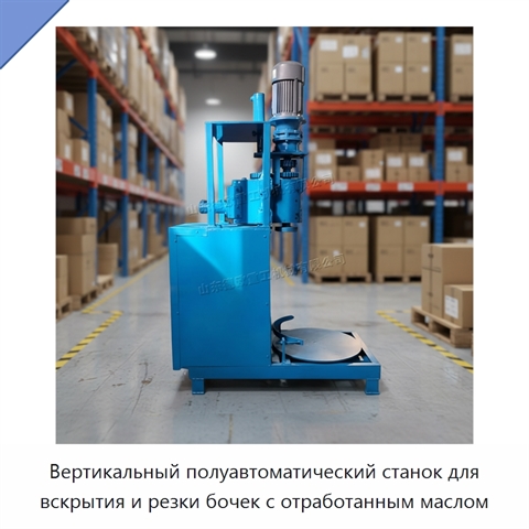 Вертикальный полуавтоматический станок для вскрытия и резки бочек с отработанным маслом