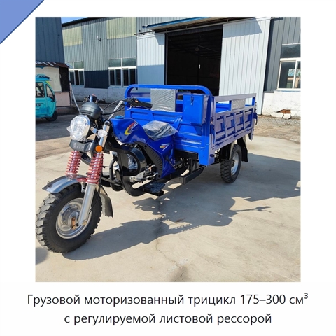 Грузовой моторизованный трицикл 175–300 см³ с регулируемой листовой рессорой