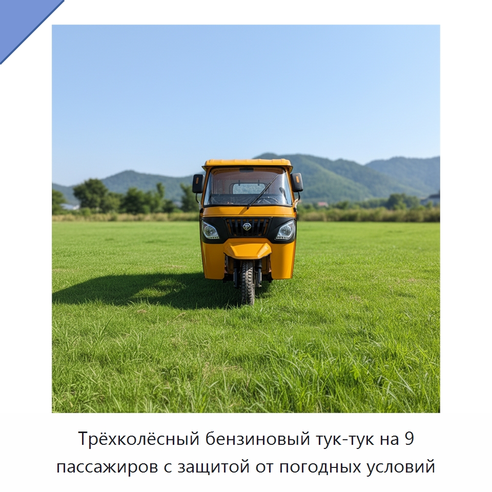Трёхколёсный бензиновый тук-тук на 9 пассажиров с защитой от погодных условий — Специальные машины и промышленное оборудование