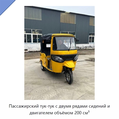 Пассажирский тук-тук с двумя рядами сидений и двигателем объёмом 200 см³