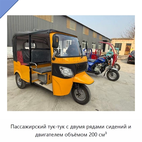Пассажирский тук-тук с двумя рядами сидений и двигателем объёмом 200 см³