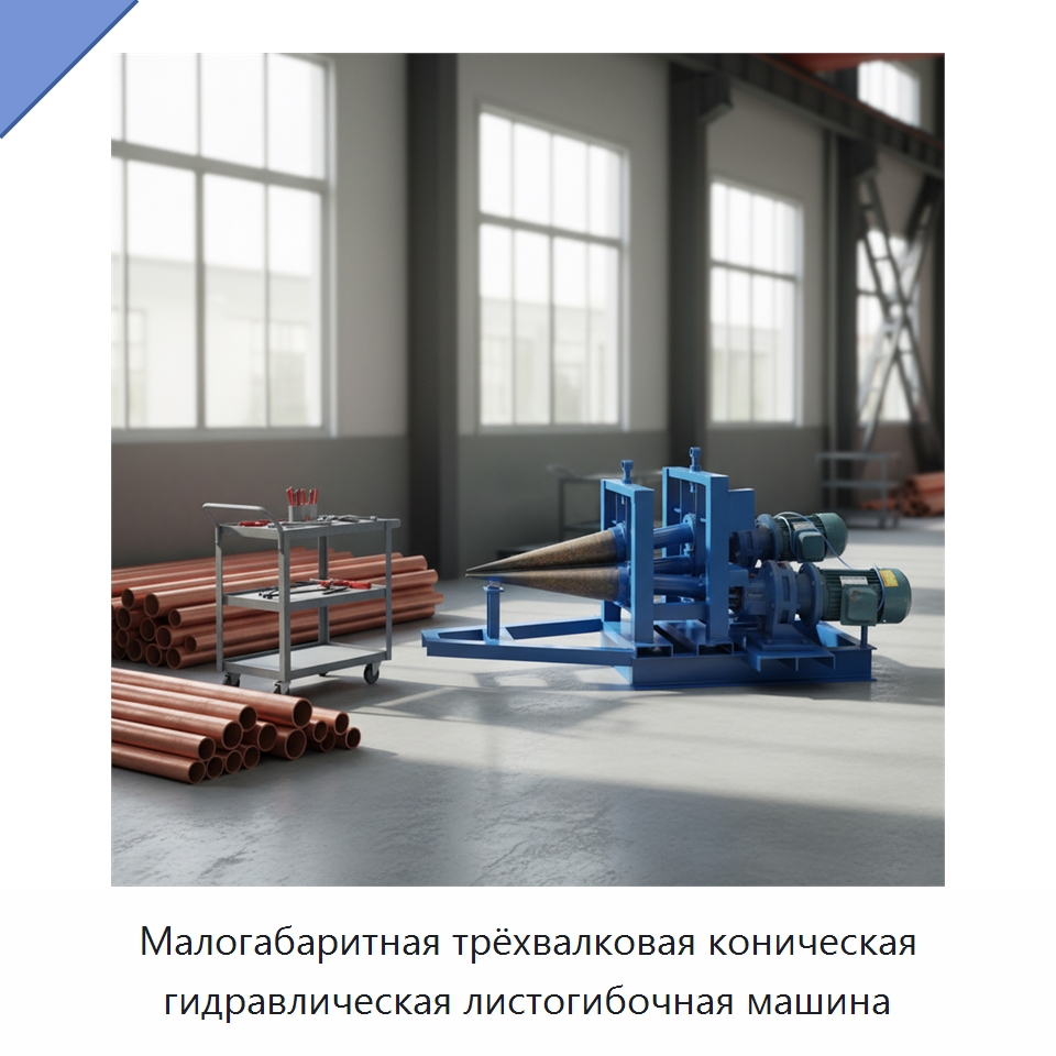 Малогабаритная трёхвалковая коническая гидравлическая листогибочная машина — Листообрабатывающее оборудование