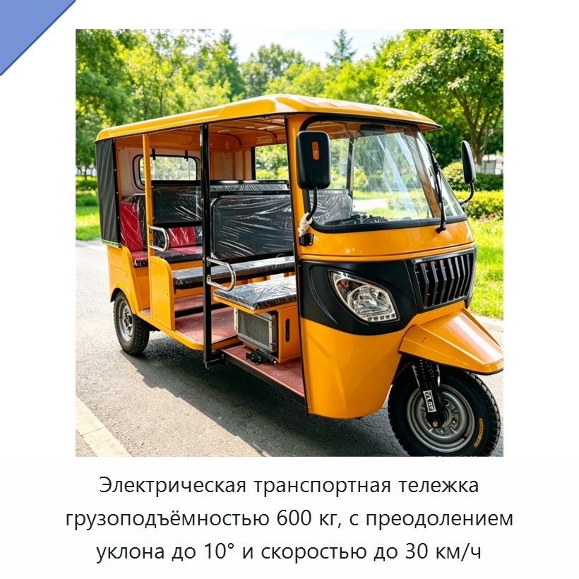 Электрическая транспортная тележка грузоподъёмностью 600 кг, с преодолением уклона до 10° и скоростью до 30 км/ч — Специальные машины и промышленное оборудование