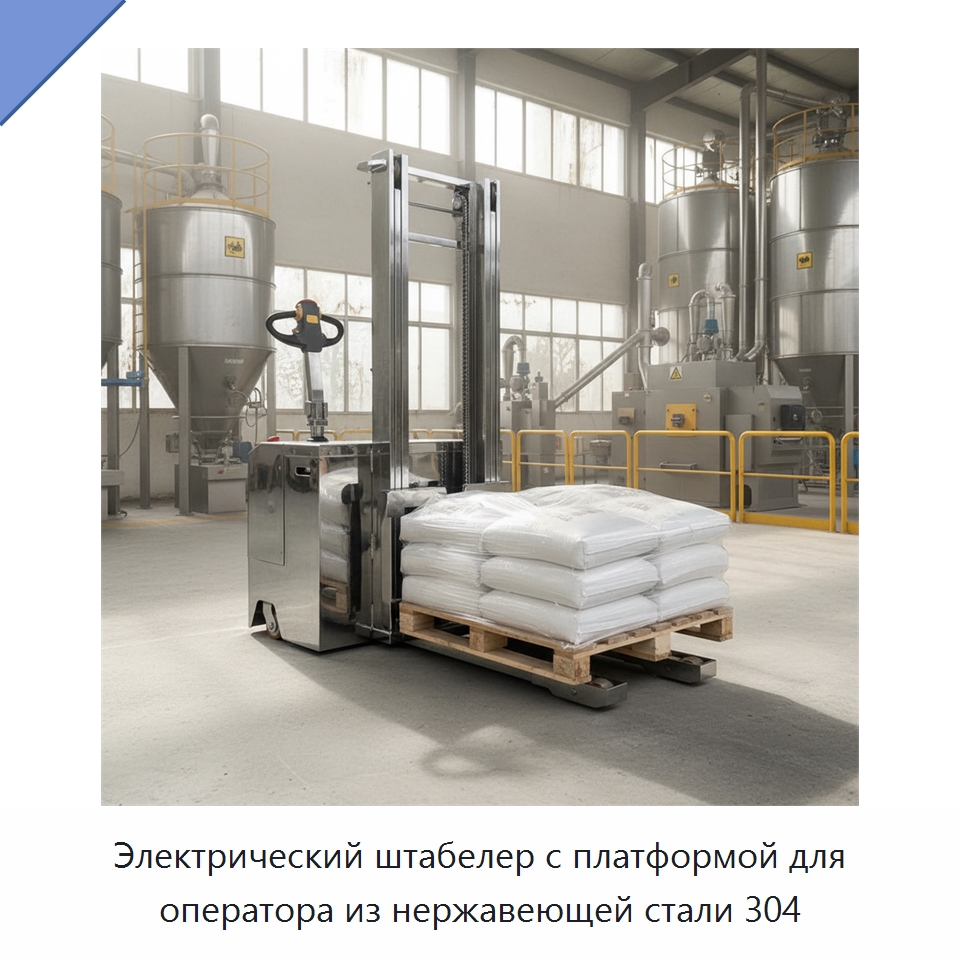 Электрический штабелер с платформой для оператора из нержавеющей стали 304 — Вилочные погрузчики