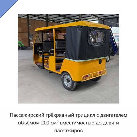 Пассажирский трёхрядный трицикл с двигателем объёмом 200 см³ вместимостью до девяти пассажиров