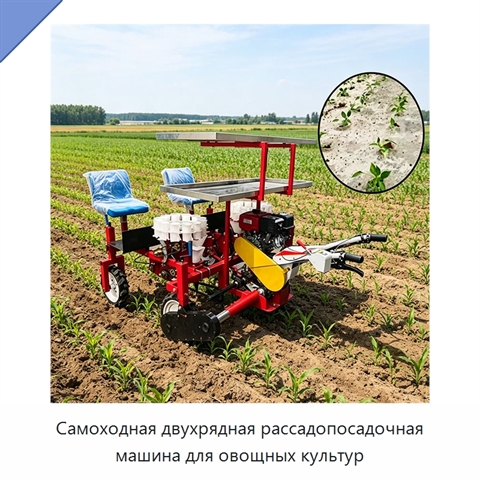 Самоходная двухрядная рассадопосадочная машина для овощных культур