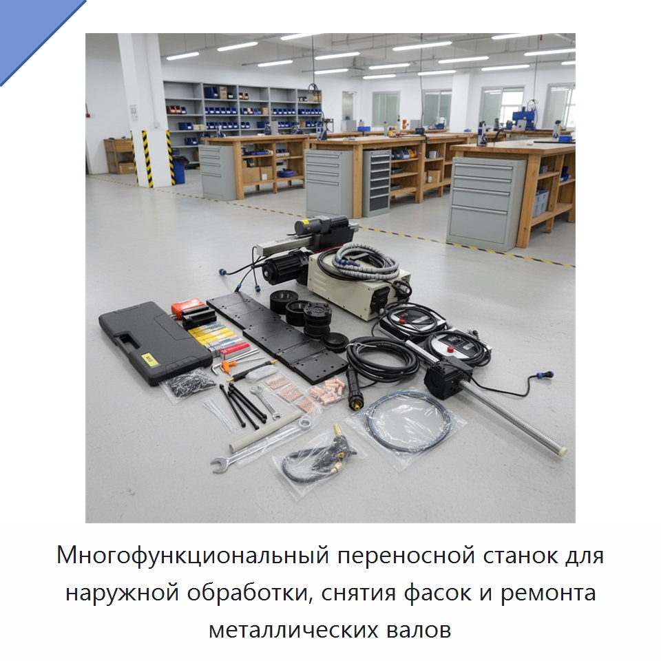 Многофункциональный переносной станок для наружной обработки, снятия фасок и ремонта металлических валов — Специальные машины и промышленное оборудование