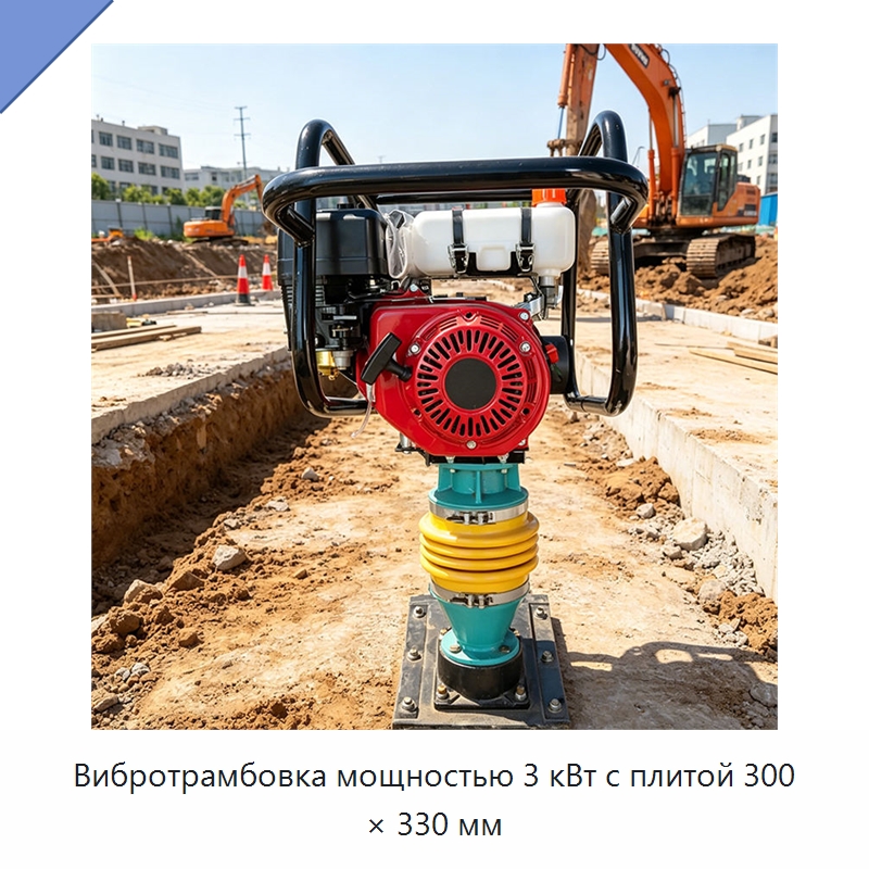 Вибротрамбовка мощностью 3 кВт с плитой 300 × 330 мм