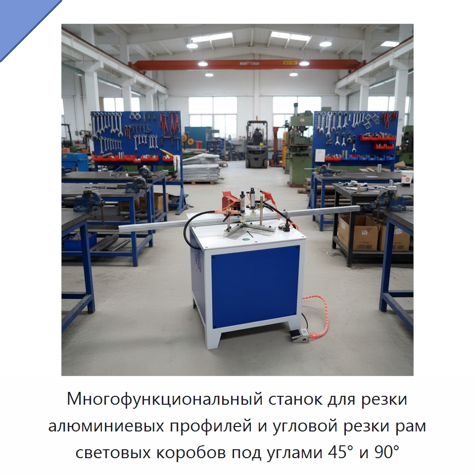Многофункциональный станок для резки алюминиевых профилей и угловой резки рам световых коробов под углами 45° и 90°