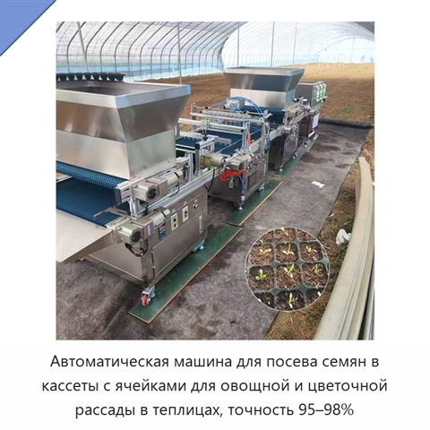 Автоматическая машина для посева семян в кассеты с ячейками для овощной и цветочной рассады в теплицах, точность 95–98%