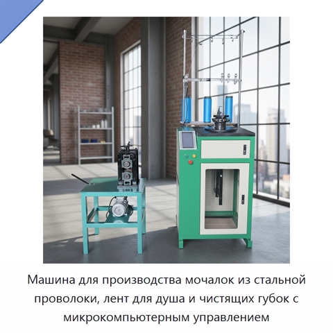 Машина для производства мочалок из стальной проволоки, лент для душа и чистящих губок с микрокомпьютерным управлением