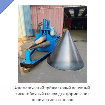 Автоматический трёхвалковый конусный листогибочный станок для формования конических заготовок