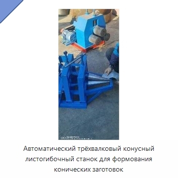 Автоматический трёхвалковый конусный листогибочный станок для формования конических заготовок