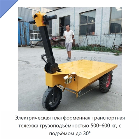 Электрическая платформенная транспортная тележка грузоподъёмностью 500–600 кг, с подъёмом до 30°