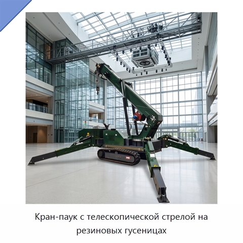 Кран-паук с телескопической стрелой на резиновых гусеницах