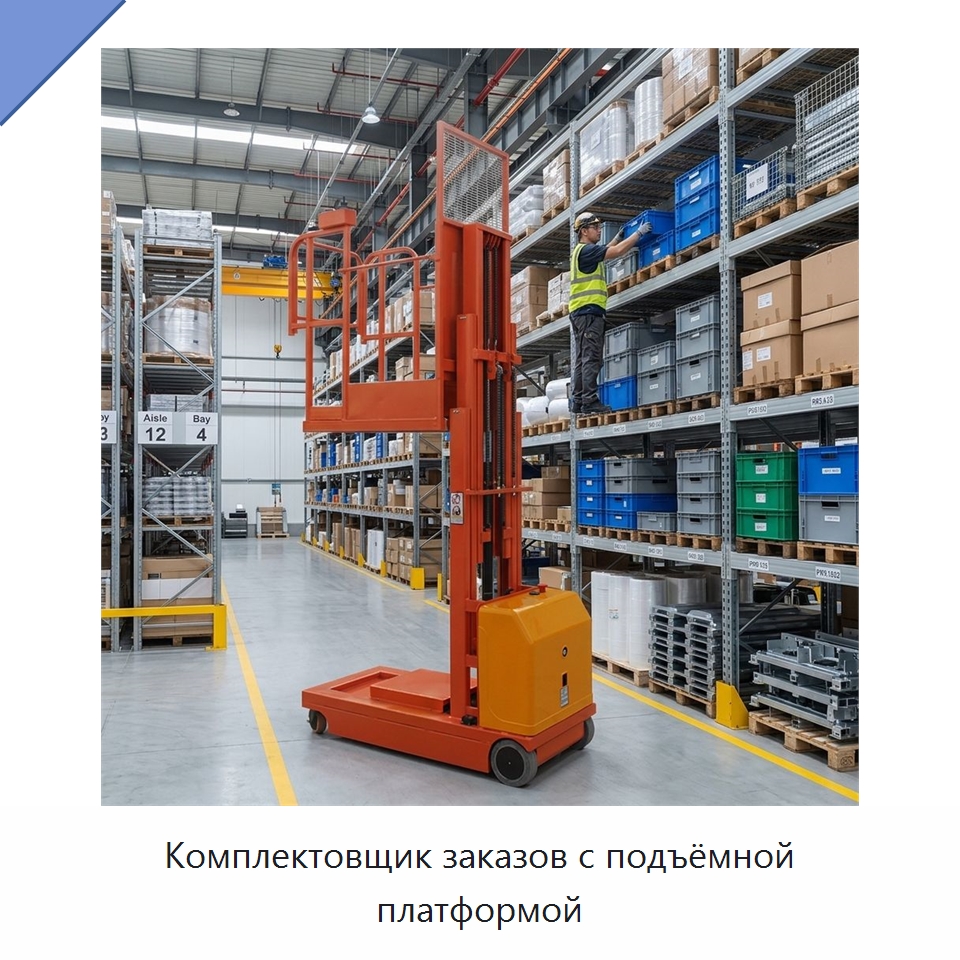 Комплектовщик заказов с подъёмной платформой — Подъемные столы