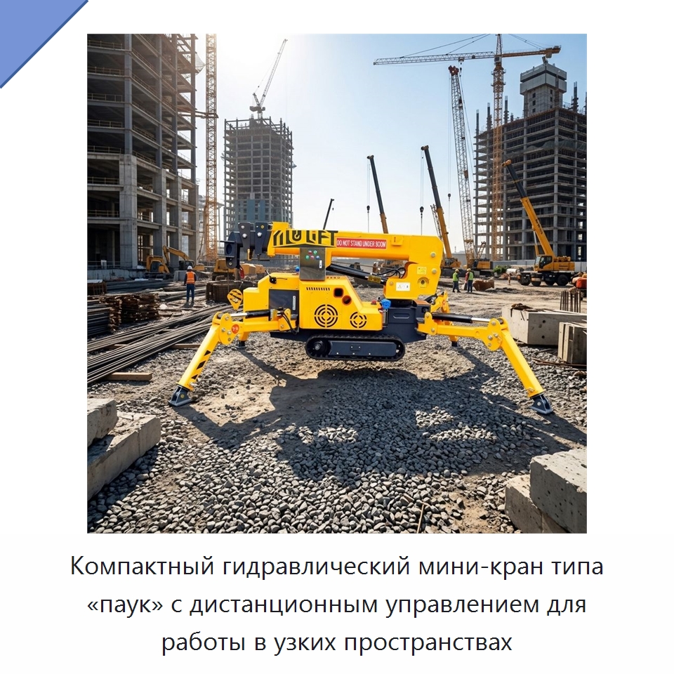 Компактный гидравлический мини-кран типа «паук» с дистанционным управлением для работы в узких пространствах — Краны
