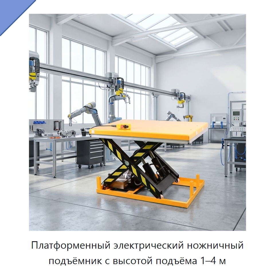 Платформенный электрический ножничный подъёмник с высотой подъёма 1–4 м — Электротали