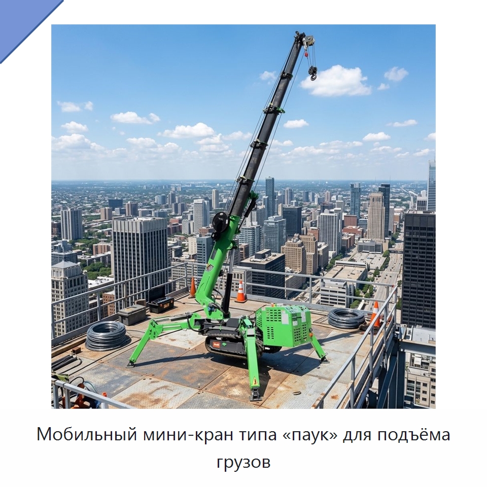 Мобильный мини-кран типа «паук» для подъёма грузов — Краны