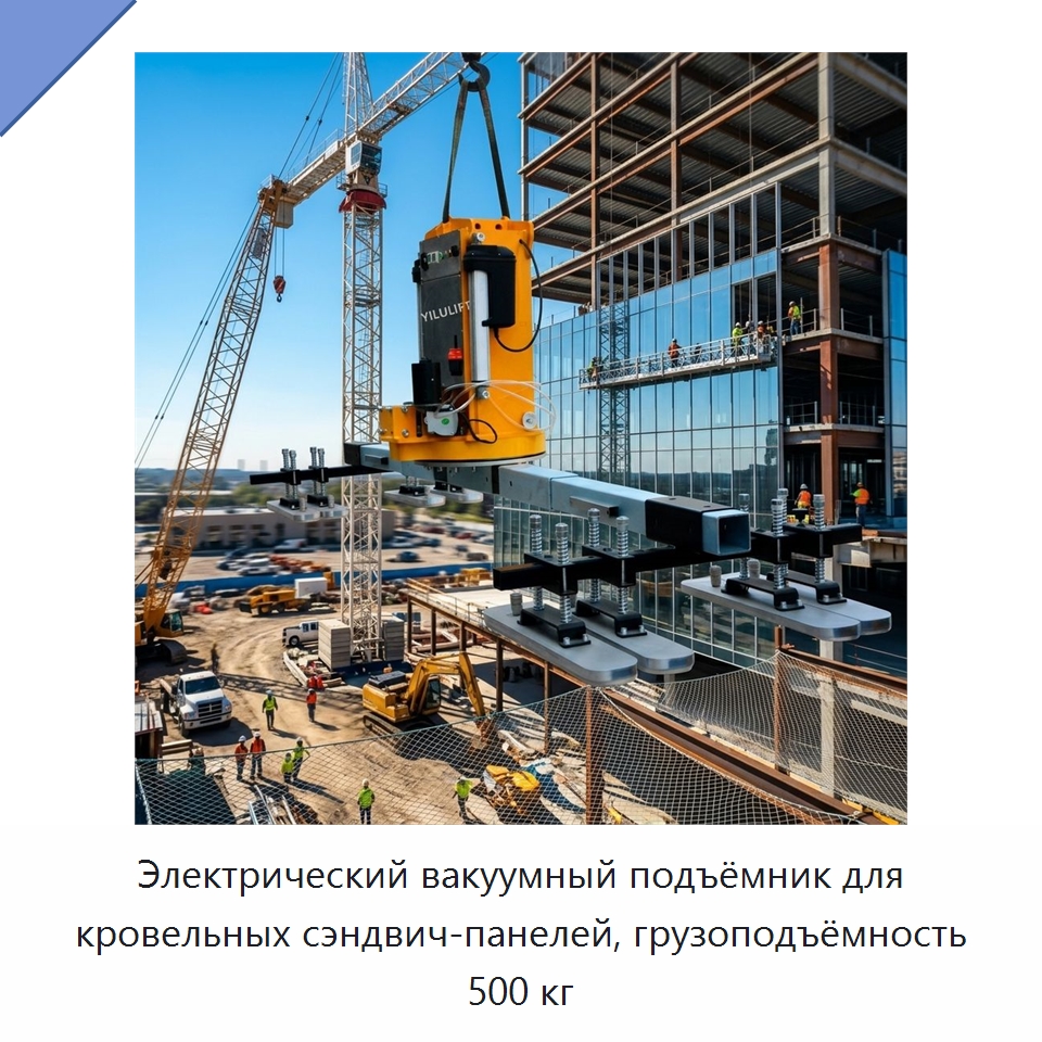 Электрический вакуумный подъёмник для кровельных сэндвич-панелей, грузоподъёмность 500 кг — Вакуумные грузозахваты
