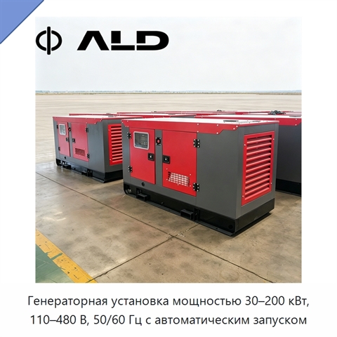 Генераторная установка мощностью 30–200 кВт, 110–480 В, 50/60 Гц с автоматическим запуском