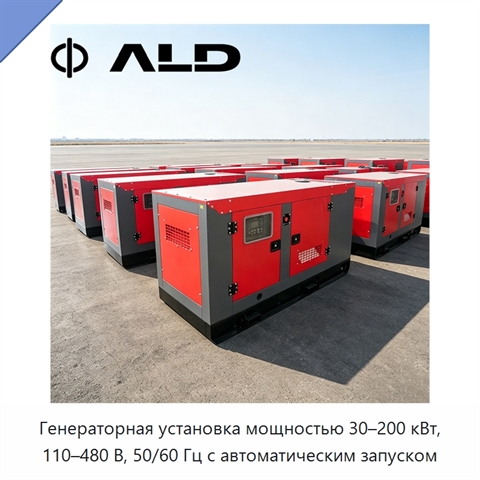 Генераторная установка мощностью 30–200 кВт, 110–480 В, 50/60 Гц с автоматическим запуском
