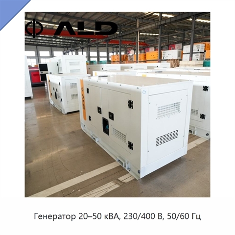 Генератор 20–50 кВА, 230/400 В, 50/60 Гц