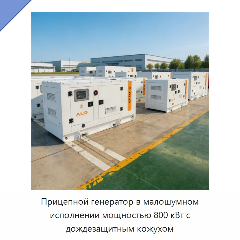 Прицепной генератор в малошумном исполнении мощностью 800 кВт с дождезащитным кожухом — Дизельные генераторы