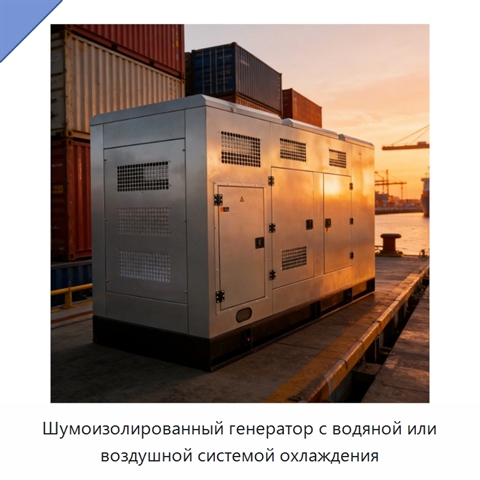 Шумоизолированный генератор с водяной или воздушной системой охлаждения
