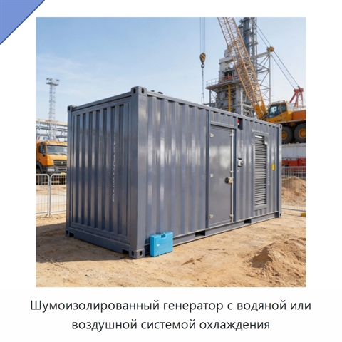 Шумоизолированный генератор с водяной или воздушной системой охлаждения
