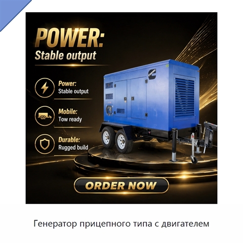 Генератор прицепного типа с двигателем