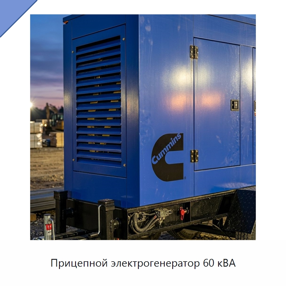 Прицепной электрогенератор 60 кВА — Дизельные генераторы